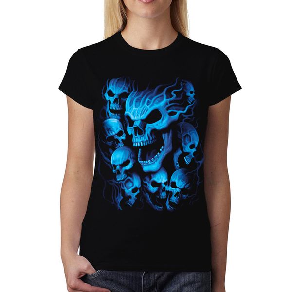 

синий черепа женщины t - shirt s - 6xl short - sleeved tee shirt