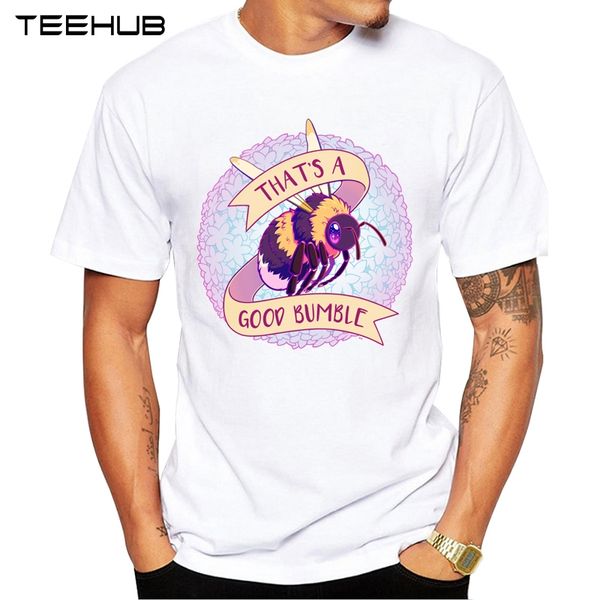 

2019 teehub men's fashion little bee printed short sleeve t-shirt hipster o-neck design cool desgin tee