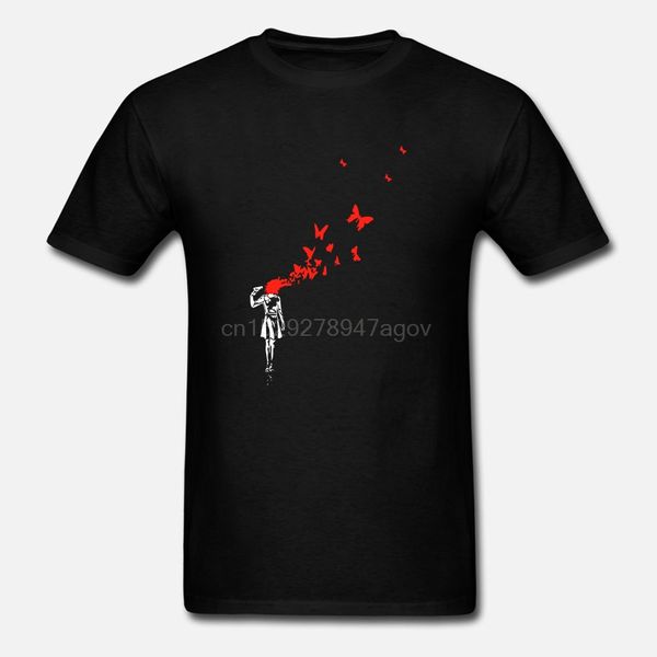 

бэнкси дуя мозги out red butterflies street art men tshirt top al97