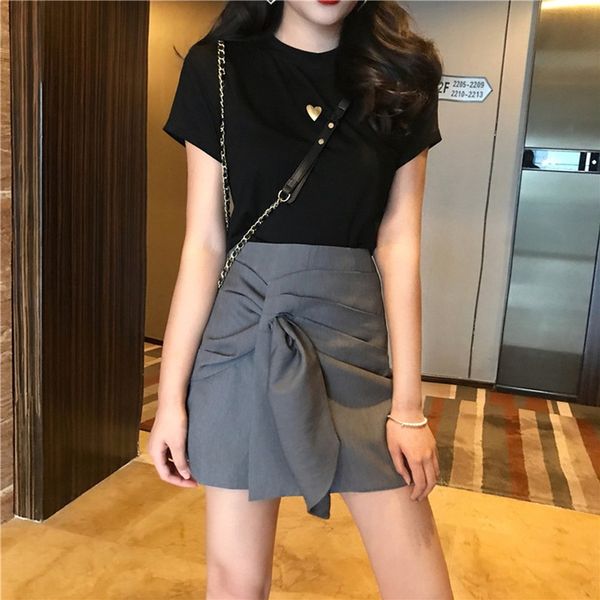 

2020 лето нового стиля yujie футболка короткой юбка футболка skirtshort юбка skirtfashion костюм женщины hong kong стиль возрастного сокраще, Gray