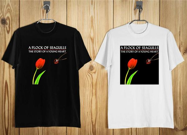 

new a flock of seagulls the story of a young heart men's t-shirt black and white for youth middle-age the elder tee shirt