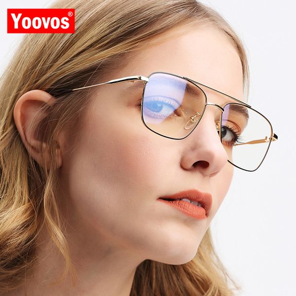 

sunglasses yoovos 2021 square glasses frame women fashion metal double beam flat mirror mens retro gafas de marca, White;black