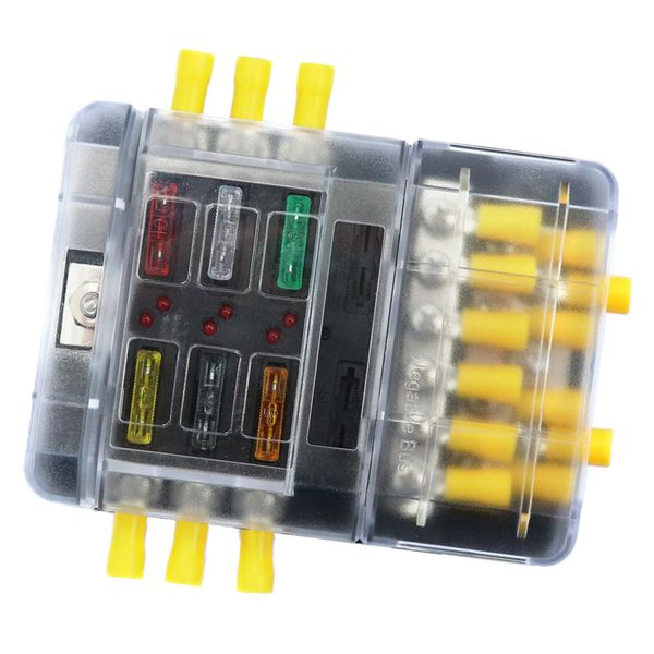 

boat rv camper 6 way terminal with 12 way negative bus bar fuse box block