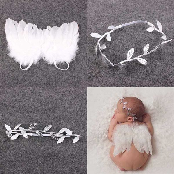 

hair accessories born pography props white angel baby pos girls kids, Slivery;white
