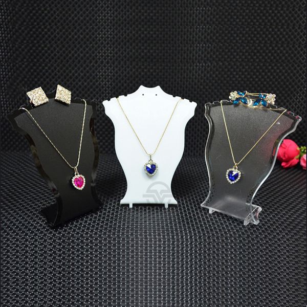 

acrylic mini necklace display mannequin pendant model jewelry holder necklace showing stand rack earring showcase, Pink;blue