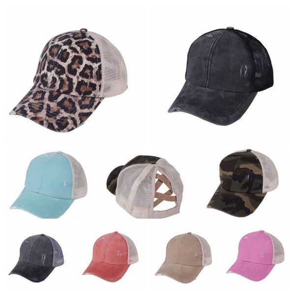 

Hole Ponytail Baseball Hat 18colors Washed Cotton Baseball Cap Summer Breathable Mesh Running Hat Beach Snapback OOA8095