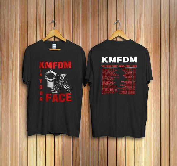 

vintage 1995 kmfdm in your face concert tour t-shirt mans unique cotton short sleeves o-neck t shirt