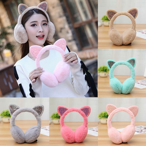 

caps & hats girls winter cute earmuffs fur warm women ear protect faux soft fluffy earcap outdoor windproof, Yellow