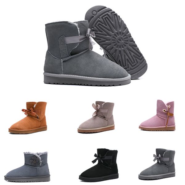 

fashion boots snow women winter leather australian classic boots kneel half ankle black grey chestnut coffee shoes bailey bow women boots