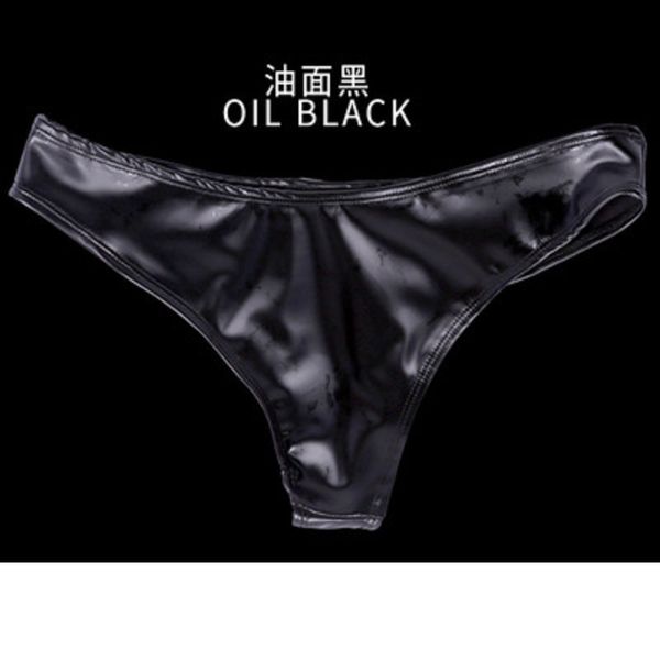 

women's panties plus size solid color gel briefs oil level leather ammonia latex women narrow fork femme underwear lingerie, Black;pink