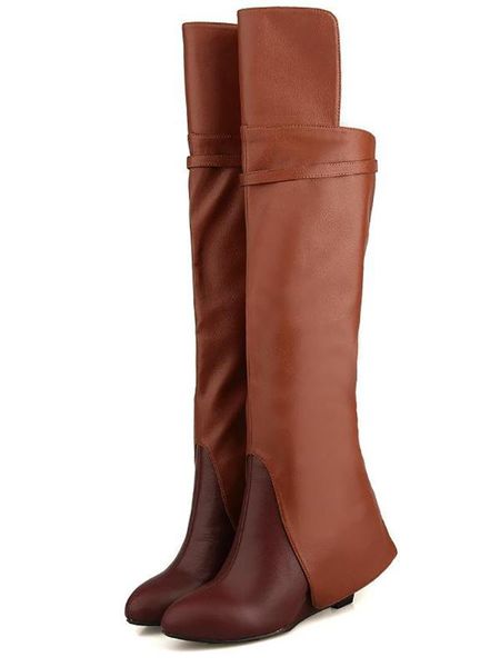 

winter long boots height increase round toe turn over warm shoes women solid multi-color genuine leather knee high boots, Black