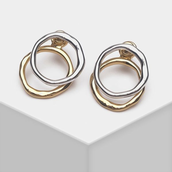 

amorita boutique stylish frosted double circle drop earrings, Golden;silver