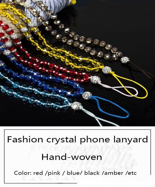

2020 new transparent crystal knotted chain mobile phone lanyard creative handmade beaded mobile phone case long lanyard