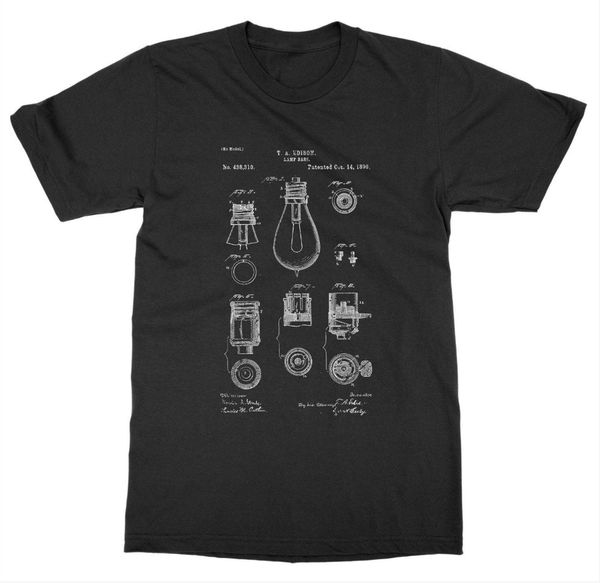 

edison bulb patent t-shirt light electric invent new advance trademark protect 2019 men o neck cotton printing t shirt