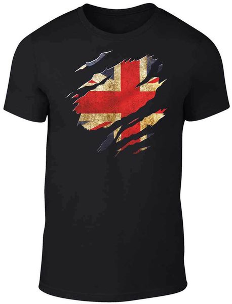 

torn union jack flag t-shirt funny t shirt country british retro fashion sport confortable tee shirt
