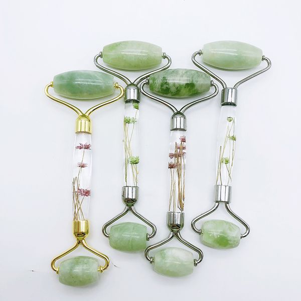

jade facial massage roller portable pratical natural light green acrylic handl anti wrinkle healthy face body head foot nature beauty tools