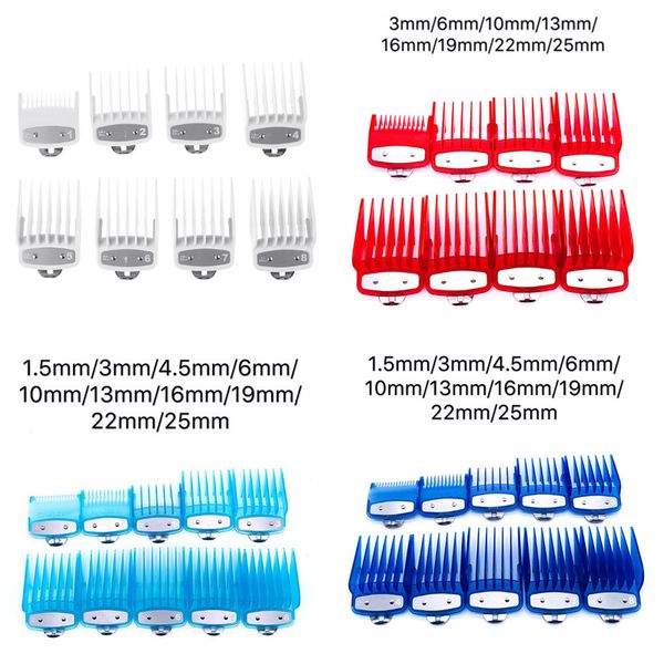 

8/10pcs barber shop styling guide comb set transparent hair clipper limit comb trimmer 1.5/3/4.5/6/10/13/16/19/22/25mm, Silver