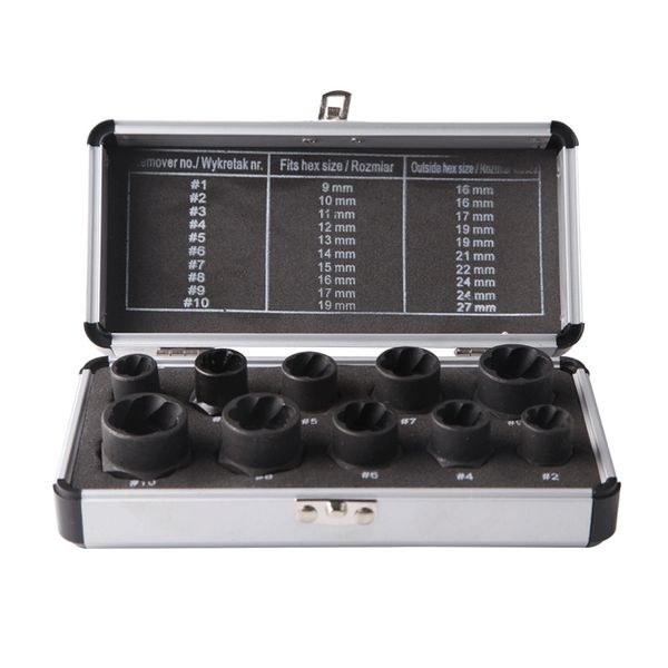 

wsfs 10 pieces/set bolt remover kit nut tightening remover thread hand tool kit nut tool 9-19mm
