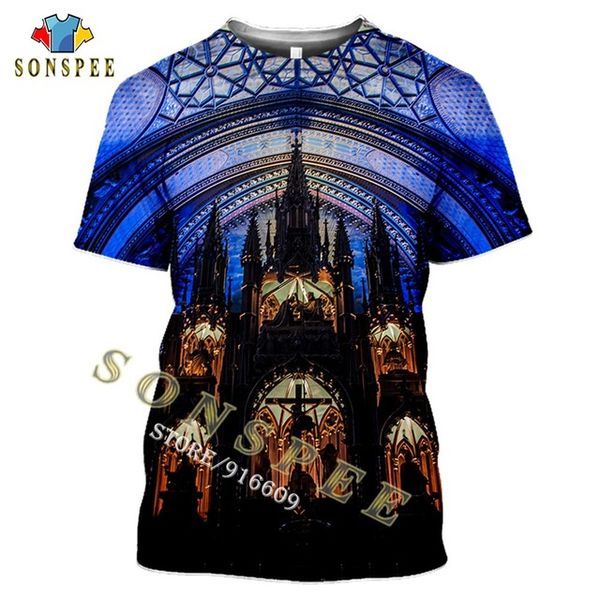 

church building summer 3d print shirts plus size comics humor men clothing
