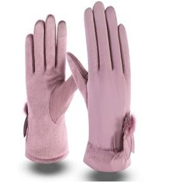 

five fingers gloves winter ms han edition ears and hair thickening warm ride touchscreen st-603, Blue;gray