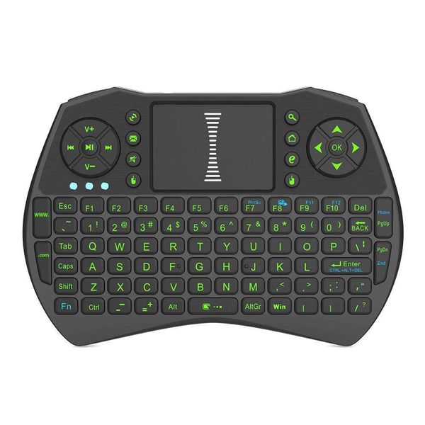 

i9 mini fly air mouse with green backlight 2.4g wireless keyboard remote controlers touchpad for pc notebook android tv box