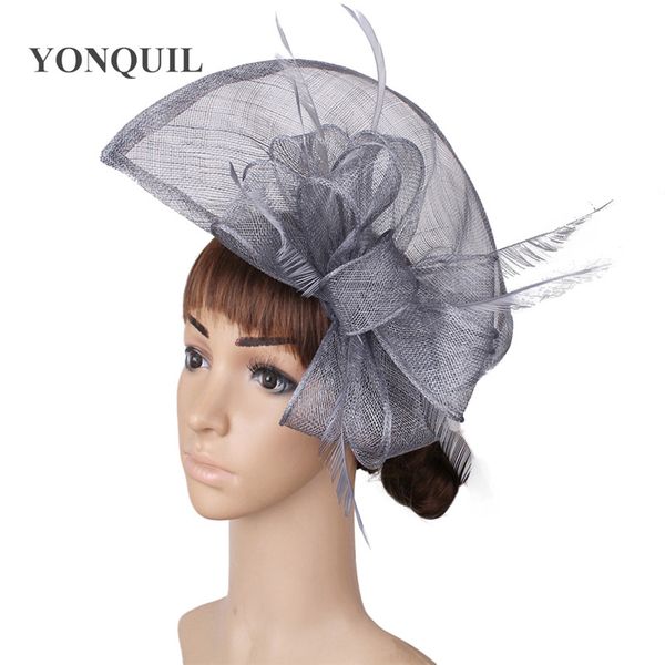 

stingy brim hats grey elegant fascinators sposa wedding fashion headwear headbands cocktail occasion holiday craft syf278, Blue;gray