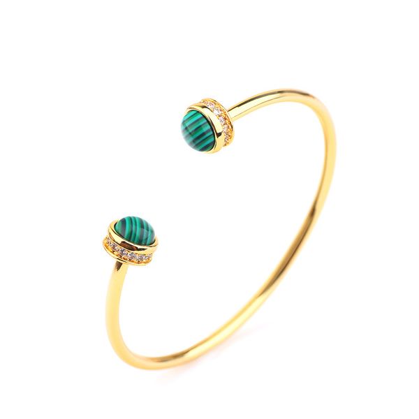 

2020 korean version of creative simple personality green fritillion bracelet zircon fashion bangle ring set versatile jewelry women bracelet, Golden;silver