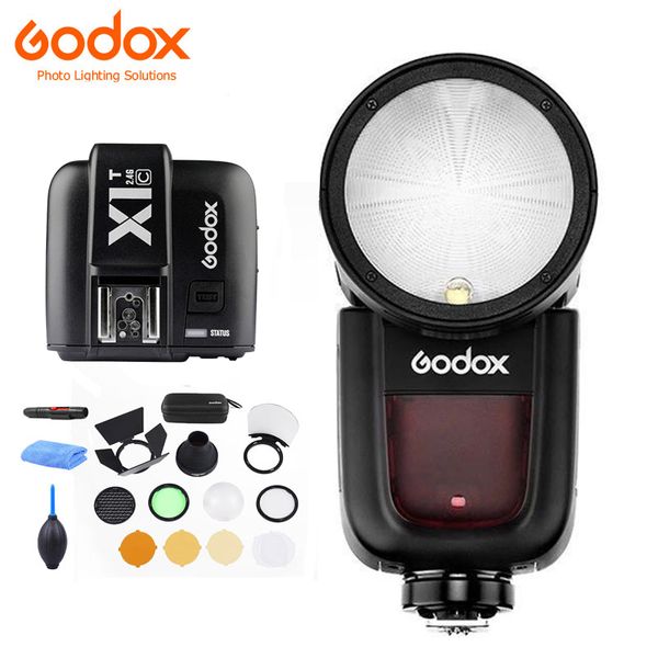 

flashes godox v1 flash v1s/v1n/v1cl li-ion round head camera speedlight for ////