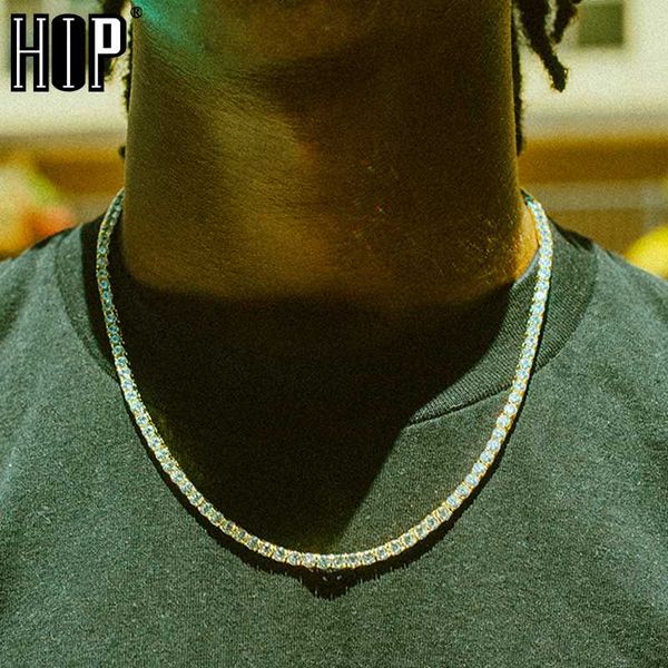 

hip hop 1 row tennis chain cz stone 3/4/5 mm bling iced out gold cubic zircon necklaces for men jewelry, Silver