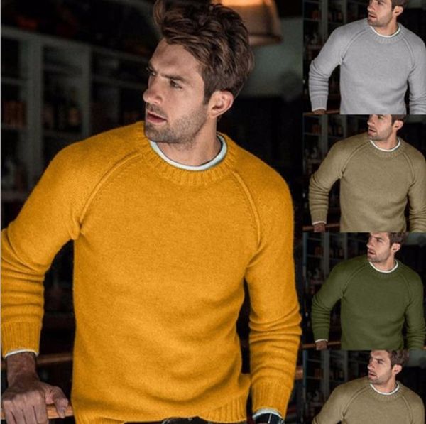 

winter autumn men sweater casual o neck solid color long sleeve sweatshirt mens knitted pullover, White;black