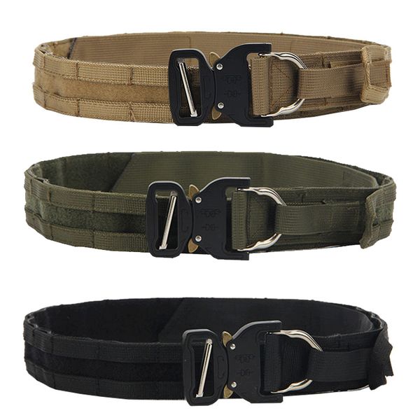 

waist support tactical assault belt army duty molle adjustable combat hunting clmibing training quick release belts, Black;gray