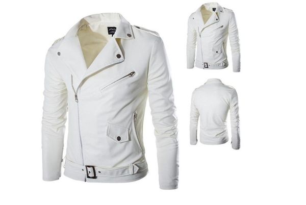 

europe united states men's locomot pu jacket black white 2xl 3xl spring and winter fashion slim motorcycle wash leather jacket