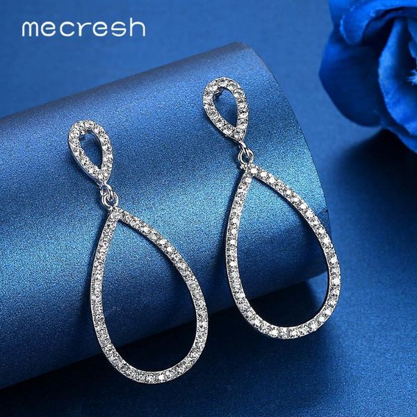 

dangle & chandelier mecresh simple bridal earrings for women silver color rhinestone bride wedding circle drop fashion jewelry eh517