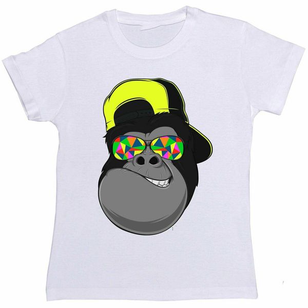 

cap ношение солнцезащитных очков в стиле фанк прохладный gorilla ухмыляясь женщин boyfriend fit t-shirt лето o шеи топы футболочку