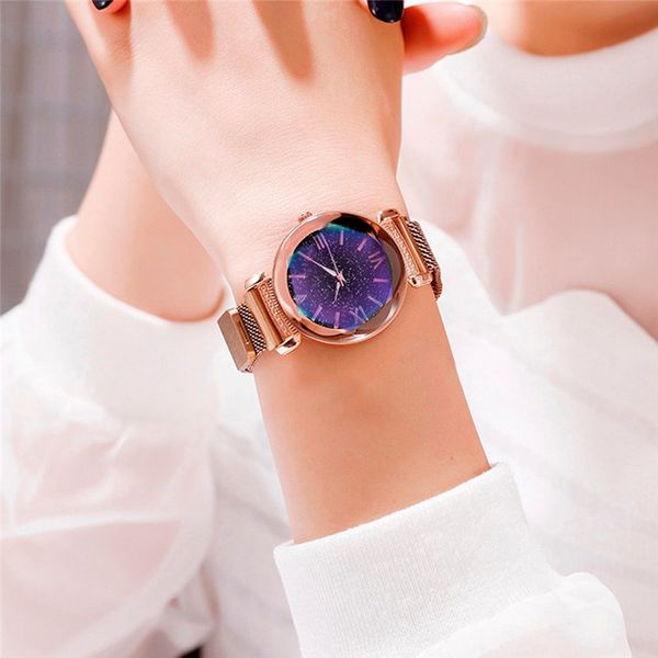 

watch for women fashion simple starry dial stainless steel mesh belt ladies quartz watch dress gift, Slivery;brown