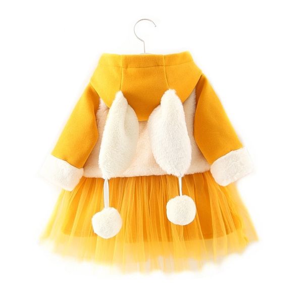 

new baby dress autumn winter long sleeve dress+vest girls thicken plus velvet long sleeve gown dress vest 2pcs suit kids clothes, Red;yellow