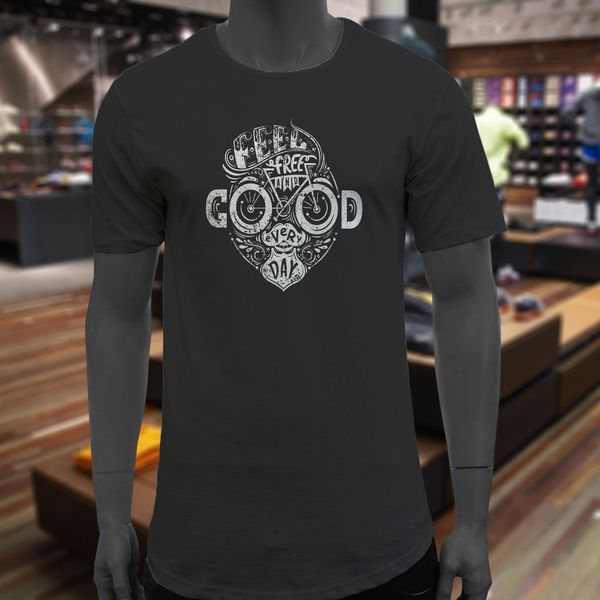 

sport men short sleeve tshirt feel good every day biker bicycle biker exercise mens black extended long t-shirt funny print t shirts