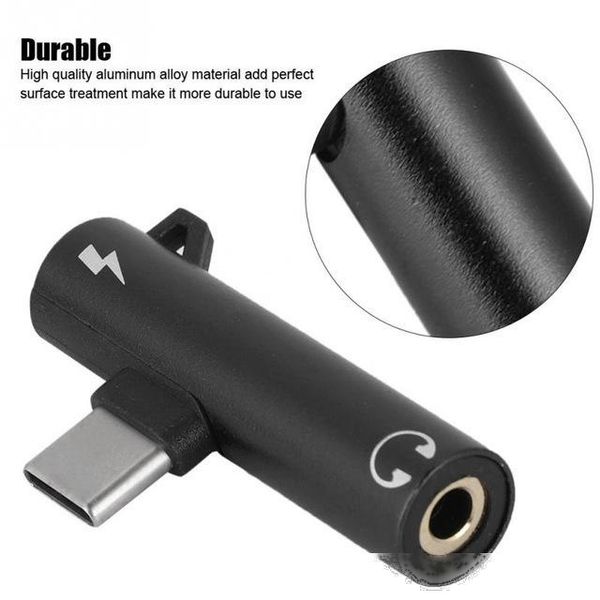 

robotsky 2 in 1 type to 3.5mm earphone converter type-c headphones audio adapter for xiaomi 6 huawei samsung usb c phones