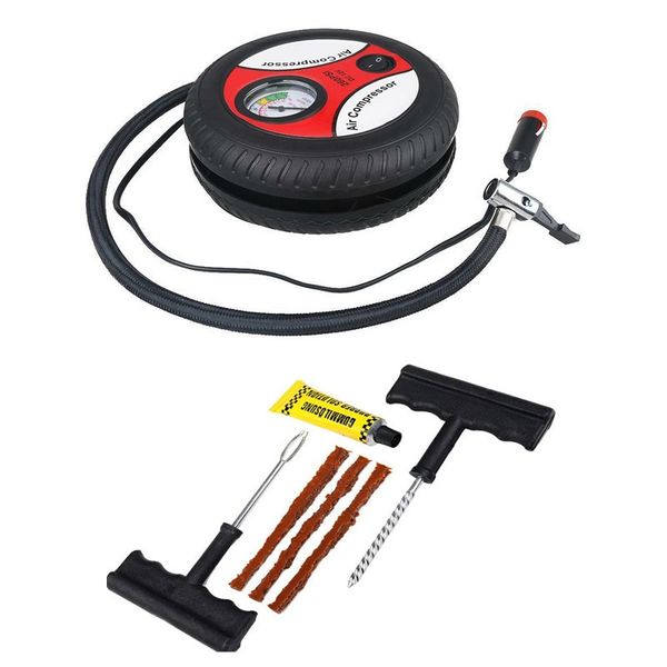 

12v portable air compressor wheel 260psi tyre inflator pump car auxiliary tools tire inflation pump with tire repair tool