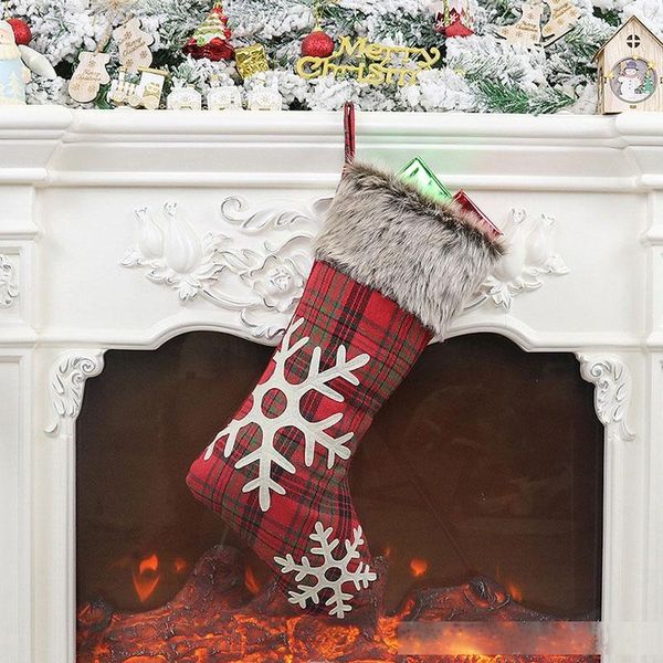 

christmas stockings lovely snowflake gift candy bag xmas tree hanging ornament packing bag pouch christmas decorations