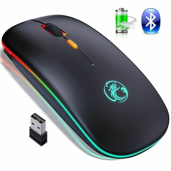 

dual mode 2.4g mouse wireless computer bluetooth 5.0 usb rechargeable silent rgb ergonomic mice luminous mouse backlit