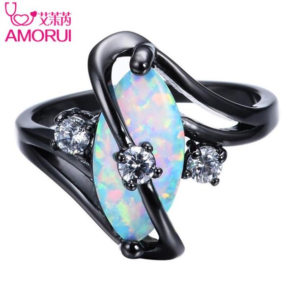 

amorui rainbow crystal women wedding rings copper black gold rings for women fashion jewelry engagement femme anel anillos, Golden;silver