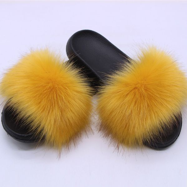 

imitation fox fur slippers fur slippers women eva outdoor home slippers beach slipper ladies dhl, Black