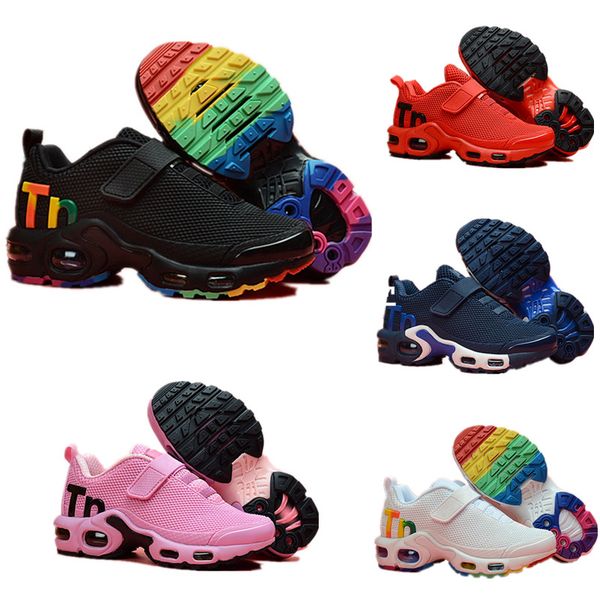 

mesh mercurial plus tn ultra se gs running shoes kids luxury designers hyper crimson athletic baby boy sports sneakers 28-35, Black