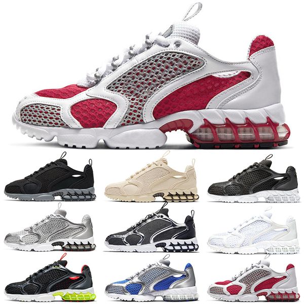 

spiridon caged 2 men women running shoes mens trainers pure platinum newsprint triple white black grey royal blue sport sneakers size 5.5-11, White;red
