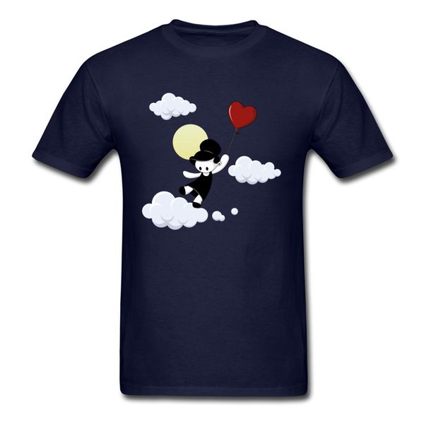 

love balloon new arrival men t-shirt lover's cartoon design tee shirt fashion male navy blue short sleeve valentine clothes