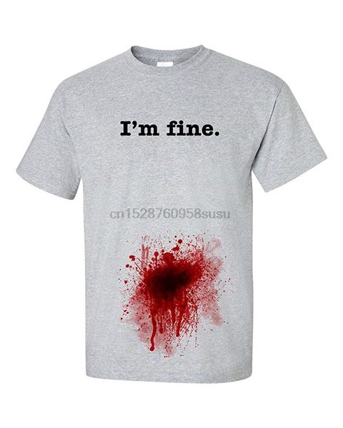 

men 2019 brand clothing tees casual male designing t-shirt im fine blood stained t-shirt comfortable mens t-shirt