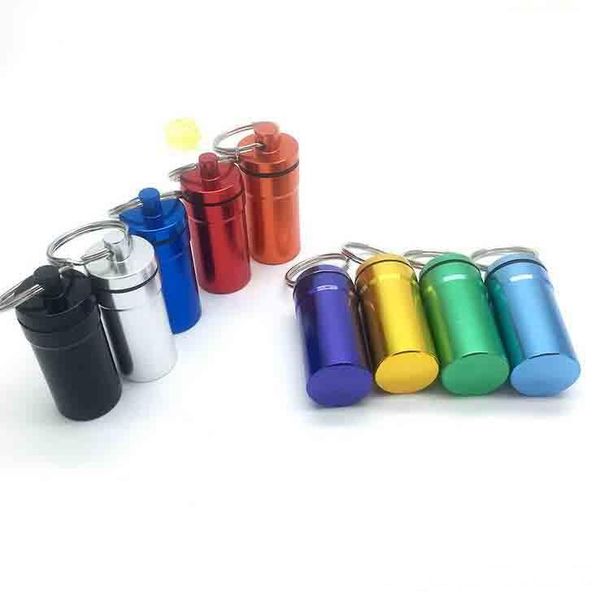 

waterproof tobacco cans headphone tea storage box pill case with keychain rings bottle metal aluminum alloy 3 styles choose