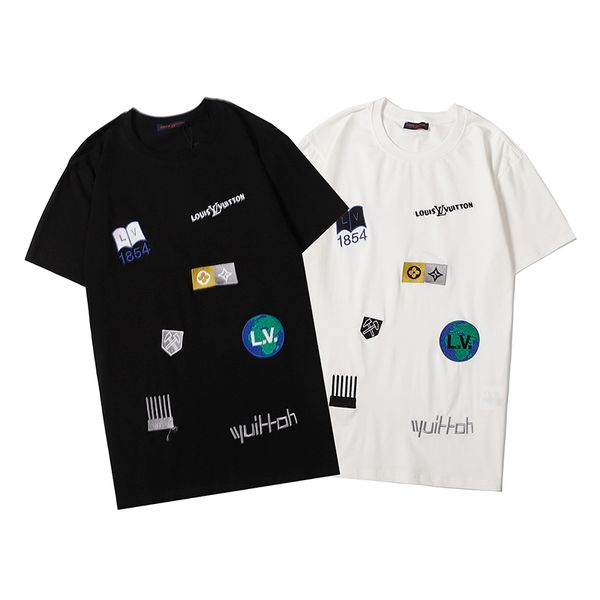 

20ss europe luxury paris model letter badge embroidery tee cool tshirt men women clothes casual t shirt n q82, White;black