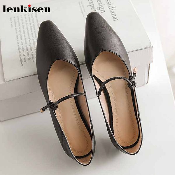 

lenksien fashion small square toe soft genuine leather flats shoes simple style solid daily wear women comfortable shoes l08, Black